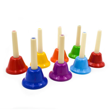8 Uds campanas de mano coloridas campanas de percusión de mano